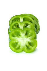 Image showing Few green sweet pepper slices