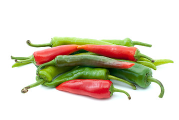 Image showing Pile of different hot peppers