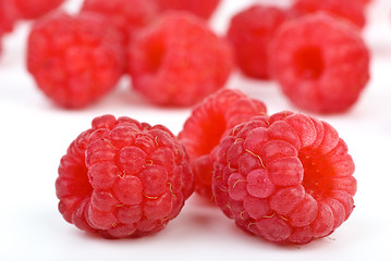 Image showing Closeup shot of raspberries