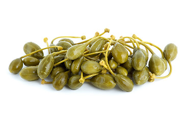 Image showing Small pile of marinated capers fruits