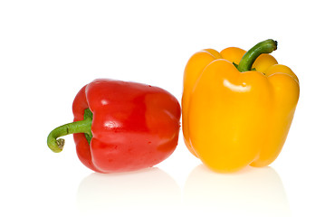 Image showing Red and yellow sweet peppers