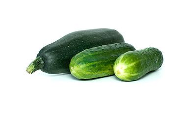 Image showing Cukini and pair of cucumbers