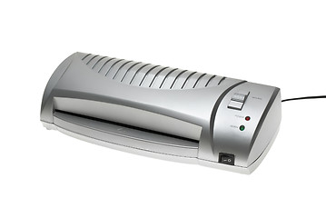 Image showing Small silver desktop laminator