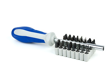 Image showing Universal screwdriver and set of bits