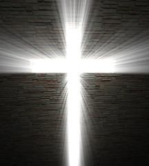 Image showing Christian cross of light