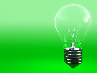 Image showing green eco classic light bulb with space for write