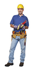 Image showing manual worker standing on white