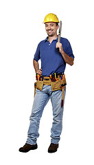 Image showing manual worker with spirit level