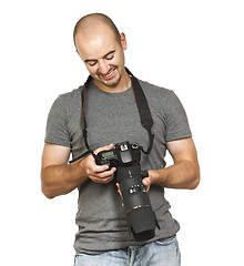 Image showing young photographer on white