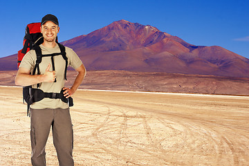 Image showing traveller in the desert