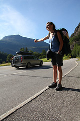Image showing Female hitchhiker