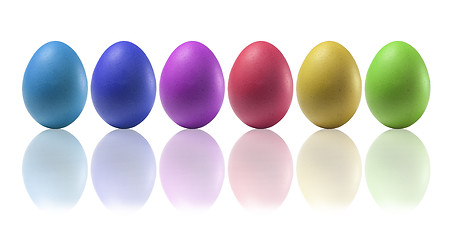 Image showing Six colored eggs