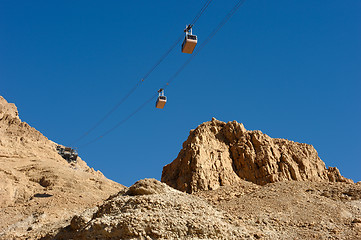 Image showing Cableway at Masada.