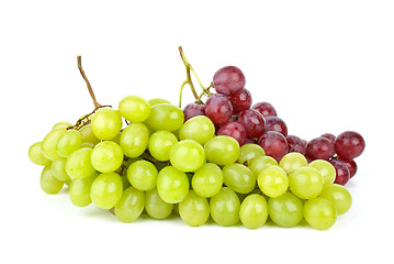 Image showing Green and pink grapes isolated on the white background