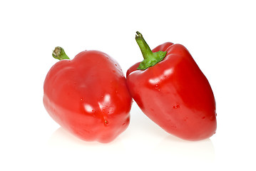 Image showing Pair of red sweet peppers