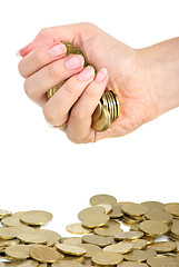 Image showing Hand full of coins
