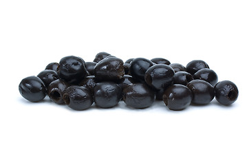 Image showing Some pitted black olives