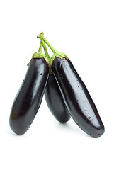 Image showing Three aubergines