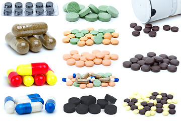 Image showing Set of different pills and tablets