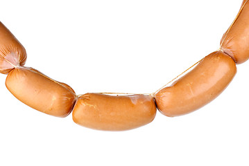 Image showing Chain of sausages isolated on the white background