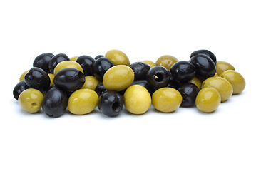 Image showing Some green with pit and black pitted olives