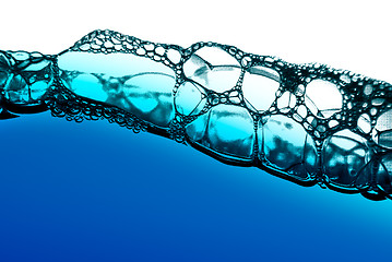 Image showing Air bubbles in blue water