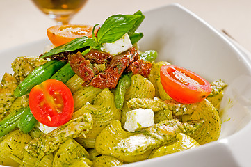 Image showing pasta pesto and vegetables