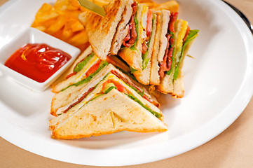 Image showing triple decker club sandwich