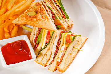 Image showing triple decker club sandwich