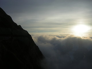 Image showing cloudy sunset mountain