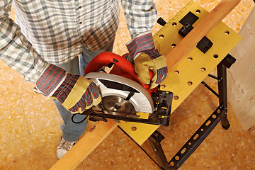 Image showing carpenter at work detail