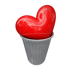 Image showing red heart in trash can