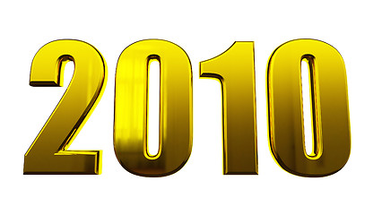 Image showing golden 2010 text on white