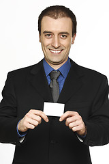 Image showing businessman show his personal card