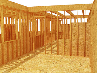 Image showing 3d wood house structure