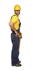 Image showing positive standing manual worker isolated on white background