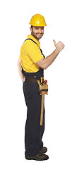 Image showing smiling handyman thumb up