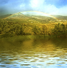 Image showing rainbow on a mountain