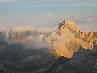 Image showing cloudy mountain peak