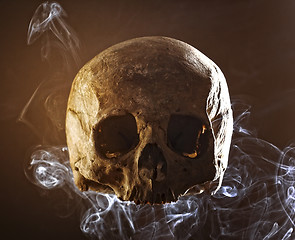 Image showing skull in the smoke