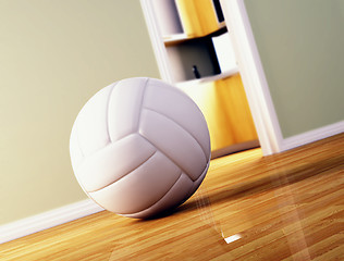 Image showing volley ball on wood floor