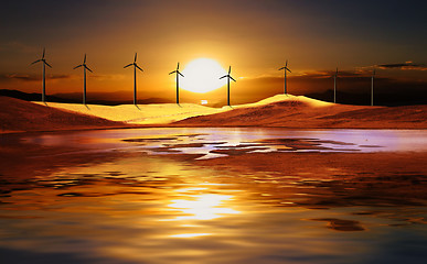 Image showing wind turbine in the desert