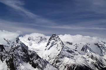 Image showing Mountains in clouds