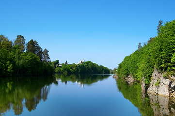 Image showing Monastery on the river bank