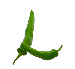 Image showing Letter L composed of green peppers