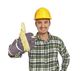 Image showing positive worker thumb up