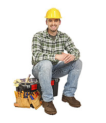 Image showing young manual worker and toolbox