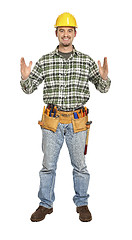 Image showing manual worker in showing pose