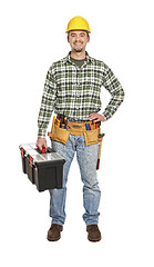 Image showing manual worker portrait with toolbox