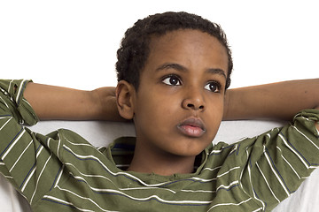 Image showing Portrait of a young kid looking up